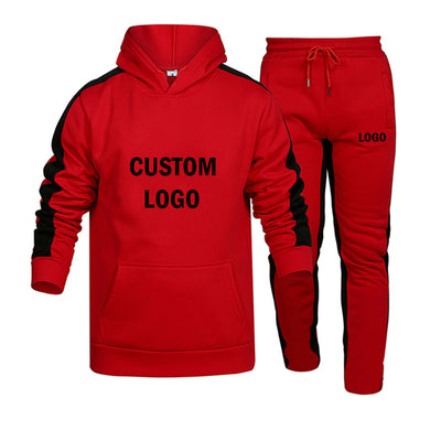 Men Tracksuit Winter Sets Custom Your Logo Hoodies+Pants Two Pieces Casual Male Sportswear Gym Jogging Suit Plus Size S-6Xl