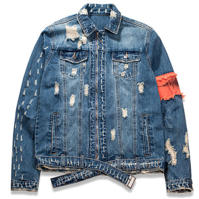 Zipper Destroyed Denim Jacket Coats Women Men Ripped Hip Hop Casual Streetwear Overcoats Outwear Cargo Jacket Kids