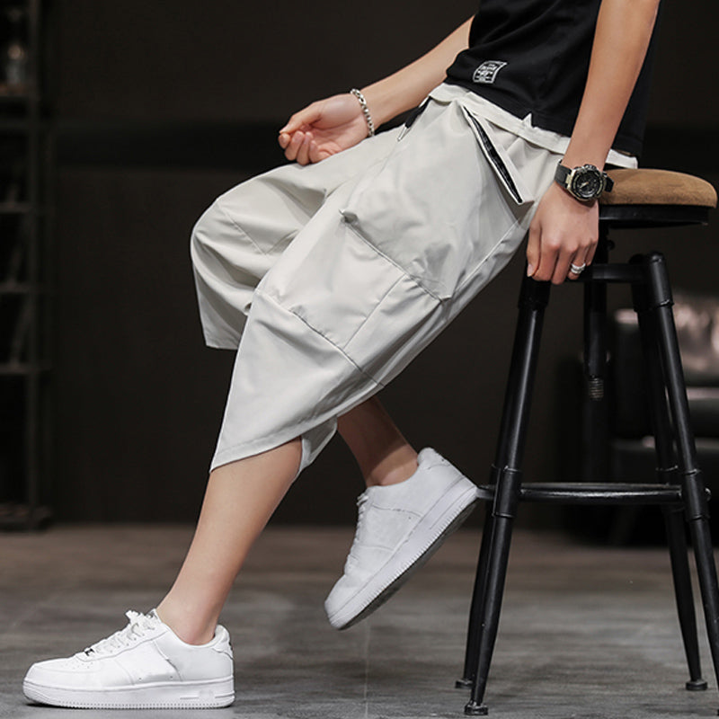 Summer Calf-Length Loose Casual Pants Mens Cross Pants Streetwear Harem Pants Men Japanese Streetwear Joggers