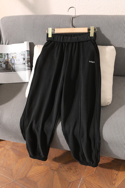 Women Trousers 2022 New Products In Autumn And Winter Casual Cotton Elastic Waist Cropped Trousers Solid Color Plush Elastic Hem