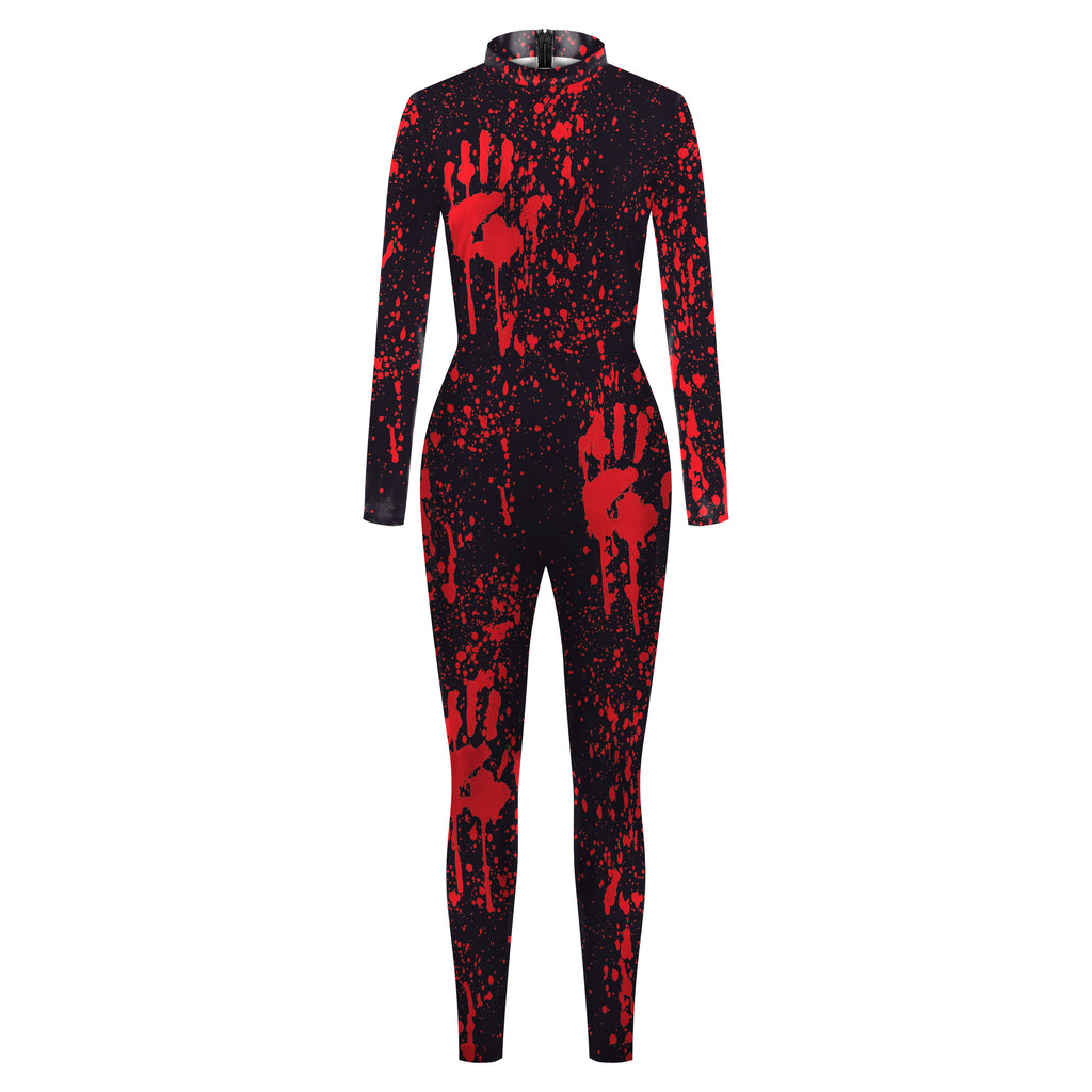 Color Cosplayer Halloween Red Graffiti Cosplay Costume for Adult Suit Fancy Carnival Printing Bodysuit Zentai Spandex Jumpsuits