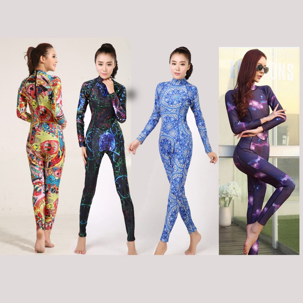 Wetsuits Womens 3 mm Full Suit Neoprene Diving Wet Suit for Lady Girls Youth XS S M L XL XXL Digital Printed Starry Sky