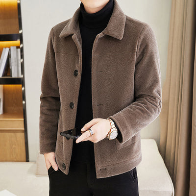 Men 2021 Spring Autumn Fashion Mink Velvet Wool Coats Male Short Slim Overcoats Men Middle-aged Thicken Warm Jackets W322