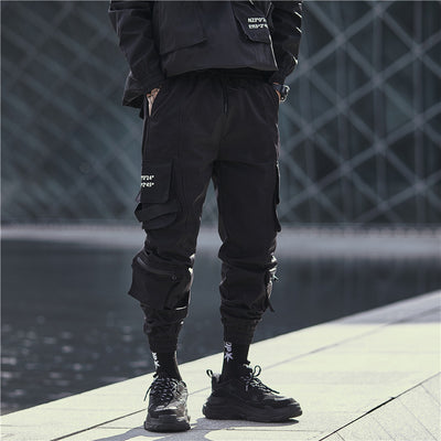 2022 Streetwear Personality Straps Pants Hip Hop Cargo Pant Men Loose Harajuku Joggers Men Trousers Punk Tactical