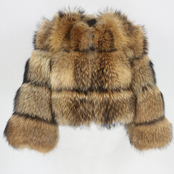 European and American Trend Fur Coat, Imitation Raccoon Fur Stitching, Women's Artificial Fur