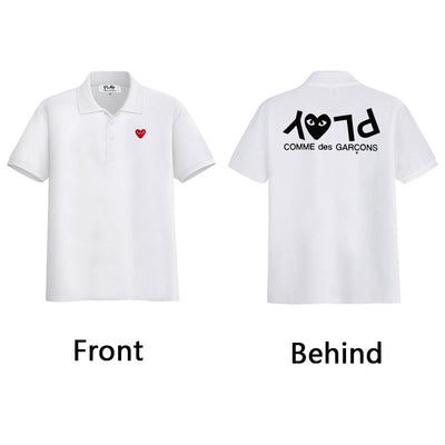 Men Women POLO Shirt Cotton Summer Heart Eyes Embroidery Back Letter Printing Lapel Pullover Short-sleeved Straight POLO Shirts