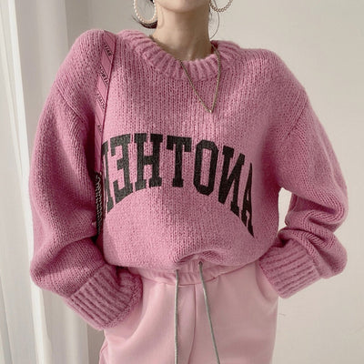 Women Knitted Sweater Fashion Oversized Pullovers Ladies Winter Loose Sweater Korean College Style Women Jumper Sueter Mujer