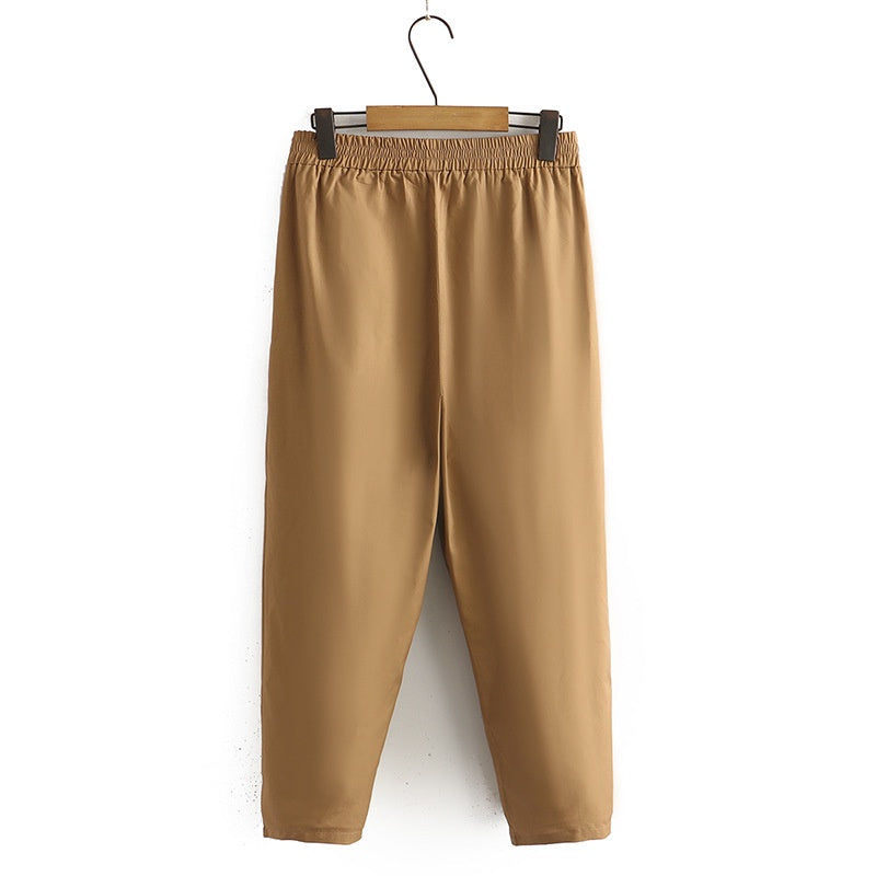 Plus Size XL-4XL Women&#39;s Harem Pants Elastic Waist Solid Color Ankle Spring Summer Trousers