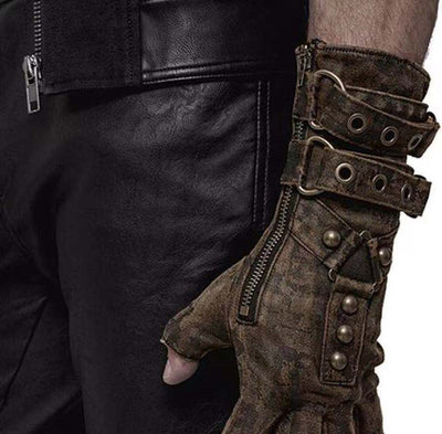 Medieval Men Cosplay Retro Gloves Steampunk Style Men Arm Guard Rivet Gloves Belt Buckle Adjustable 2022 Halloween Accessories