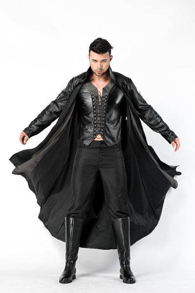 Gothic Vampire Costume Halloween Men Leather Costumes Matrix Empire Vampire Costume Men Masquerade Party Halloween Cosplay