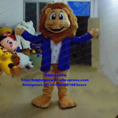 Brown Blue Wild Animal Lion Mascot Costume Adult Cartoon Character Outfit Suit Planning And Promotion Family Gathering zx2397