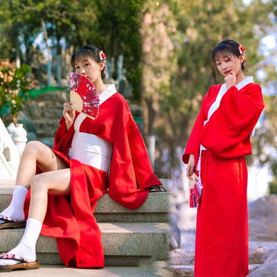 Kimono Dress Traditional Japanese Style Yukata Floral Print Girl Cherry Blossoms Fancy Cosplay Costume Robe Bathrobe Kimono