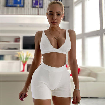 RUUHEE Women Yoga Set Ins Workout Sport Pants Bra Gym Clothing Short Crop Top Solid High Waist Running Leggings Sports Set
