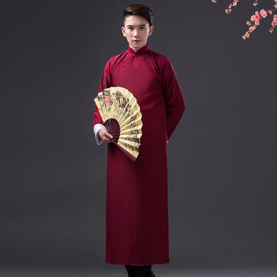 The Republic of China Retro Gown Tunic Teacher Disc Buckle Ancient Costume Chinese Best Man Group Hanfu Adult Cross Talk Robe