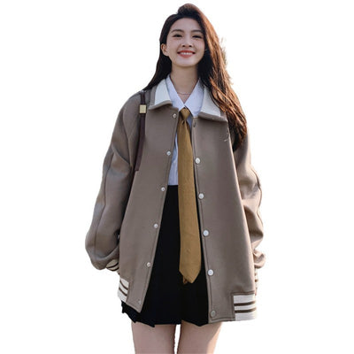 Fashion Baseball Uniform Jacket Women Spring And Autumn 2022 New INS Tide Streetwear Top Casual Lapel Jacket Female N1526