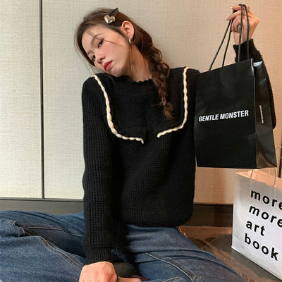 Basic Bottoming Knit Sweater 2022 New Korean Style Flounced Stitching Pullover Sweaters Slim Warm Thick Knitted Tops J82