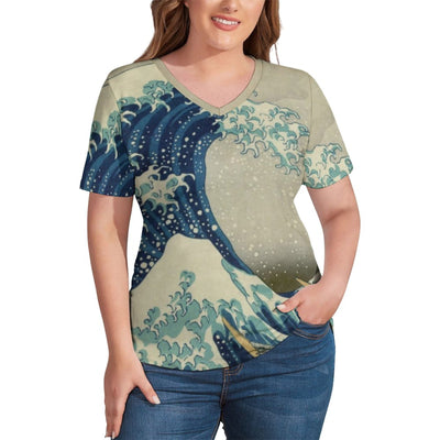 Mountains Print T-Shirts Abstract Galaxy Fashion V Neck T-Shirt Short-Sleeve Funny Plus Size Tee Shirt Summer Graphic Clothes