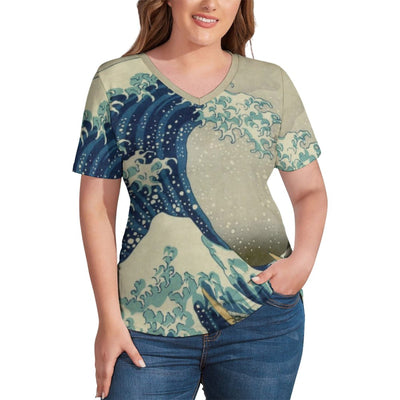 Mountains Print T-Shirts Abstract Galaxy Fashion V Neck T-Shirt Short-Sleeve Funny Plus Size Tee Shirt Summer Graphic Clothes