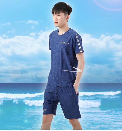 Men Summer Set Cotton Cation Short Sleeve Shorts Nightwear for Men pijama hombre verano Summer Man Pjamas O-Neck men pajama set