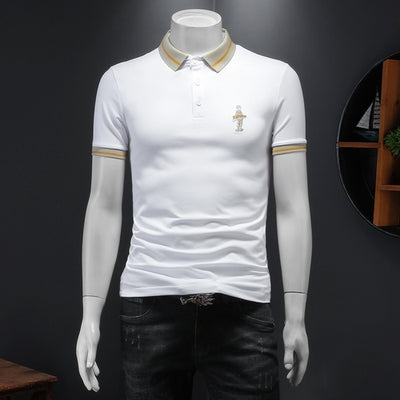 High Quality Embroidery Polo Shirts Men Summer Short Sleeve Slim Fit Lapel Tee Tops Casual Business Social Polos Streetwear