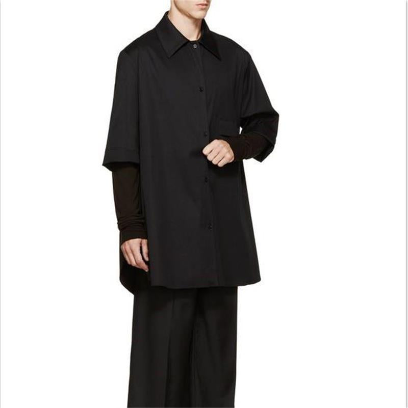 Men&#39;s Medium Mleeve Loose Windbreaker 2021 New Fashion Trend Personalized Straight Tube Loose Half Sleeve Coat