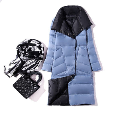 Winter Warm Women Long Sleeve Pocket Coat Fashion Stand Collar Thick Shinny Coat Elegant Ladies Autumn Solid Long Coat Outwear