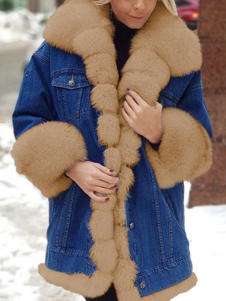 Winter New Women Thick Denim Jacket Loose Warm Coat Casual Korean Female Jean Outerwear Tops