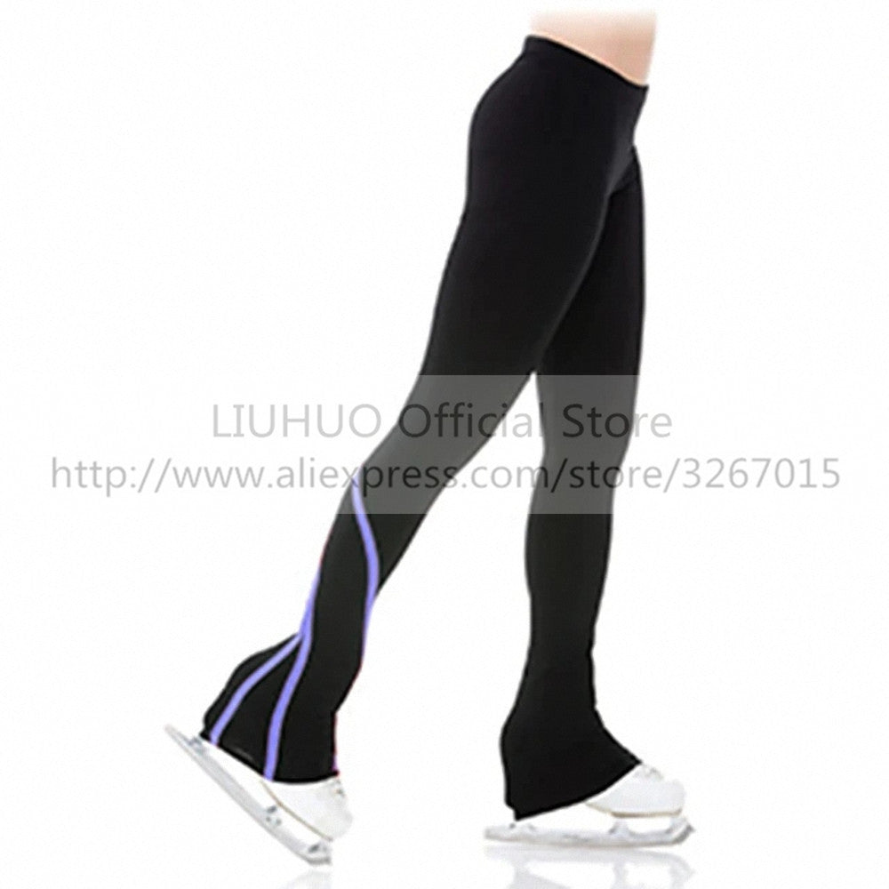 LIUHUO Figure Ice Skating Pants Costume Trousers Adult Child Training Tights Competition Color Stripes Dress Dance Fleece Kids