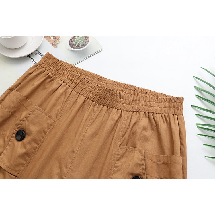 Plus Size XL-4XL Women&#39;s Harem Pants Elastic Waist Solid Color Ankle Spring Summer Trousers