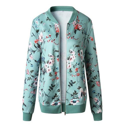 Women Fashion Long Sleeve Jacket Zip Up Vintage Floral Coat O Neck Slim Cardigan For Travel Vacation Leisure Outdoor Activities