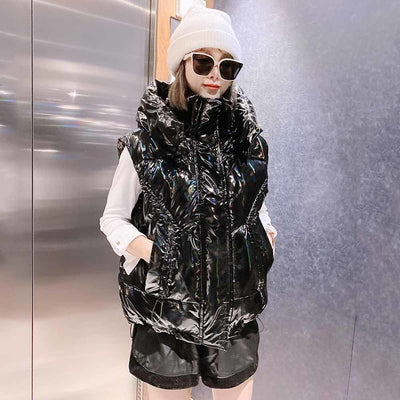 New 2021 Winter Down-cotton Vest Warm Hooded Fashion Thick Vest Women Coat Female Waistcoat Loose Sleeveless Outerwear Ladies