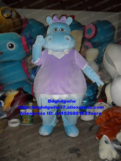 Blue Purple Hippo River Horse Hippopotamus Mascot Costume Adult Cartoon Character Annual Symposium Cut The Ribbon zx2250