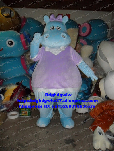Blue Purple Hippo River Horse Hippopotamus Mascot Costume Adult Cartoon Character Annual Symposium Cut The Ribbon zx2250