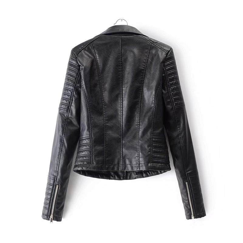 Red Black PU leather jacket women motorcycle biker jacket moto vintage faux leather jacket pink coat fall plus size Winter 2021
