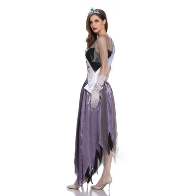Ghost Princess Purple Costumes Adult Cosplay Lady Zombia Dress Halloween Vampire Miss World Evil Bride Costumes for Women