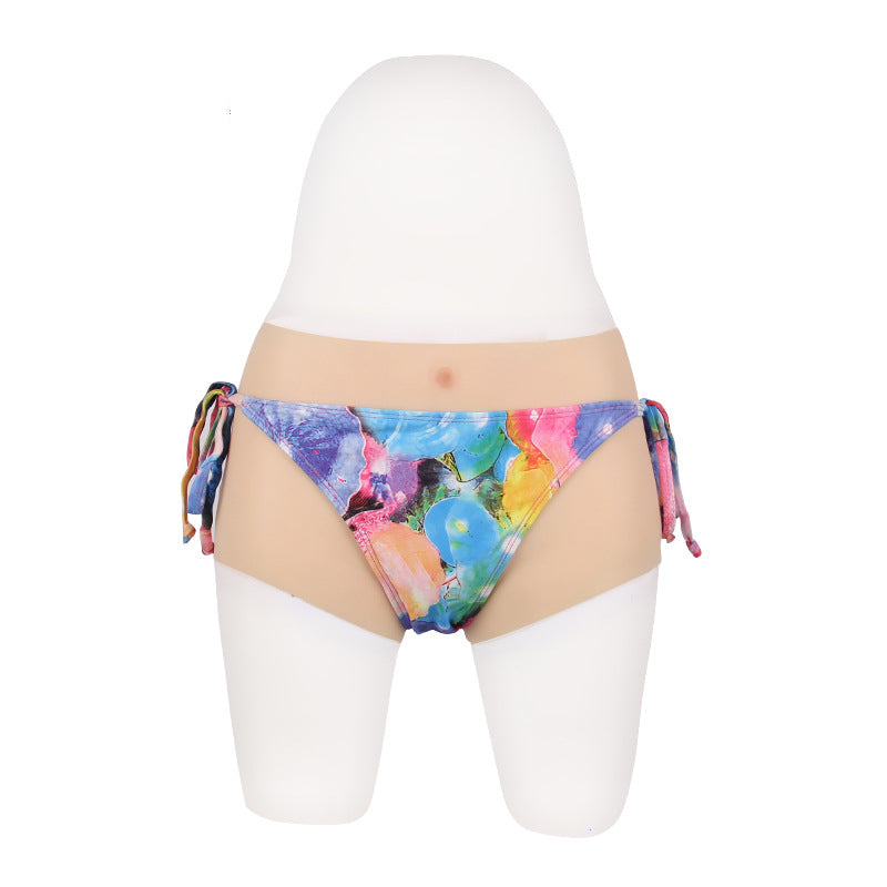CD Crossdressing Silicone Panties Pseudo-girl Underwear Fake Female Four-corner Shorts for Men and Women