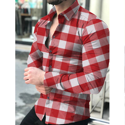 Mens Shirt Fashion Checkered Plaid Cross Matching Shirts Causal Button Shirt Tops Business Casual Men