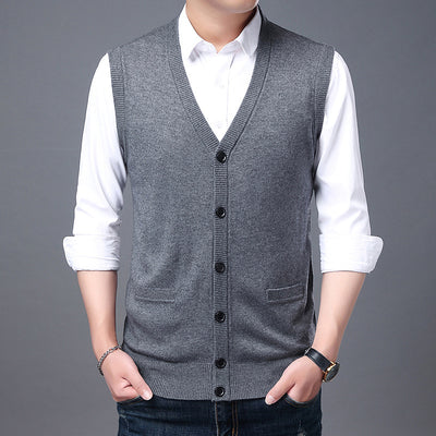 Spring and autumn men&#39;s sleeveless knitted vest cardigan