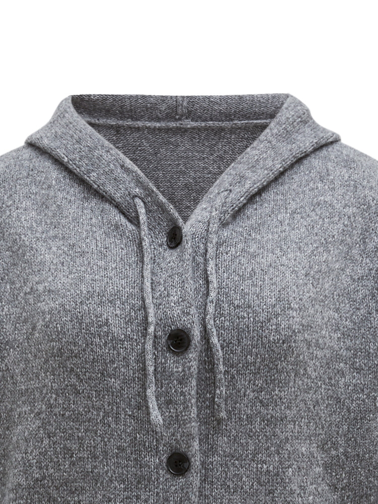 ONELINK Woolen Solid Grey Buttons Up Hoodie 2022 Autumn Winter Plus Size Women Cardigan Sweater Oversize Knit Jacket Clothing