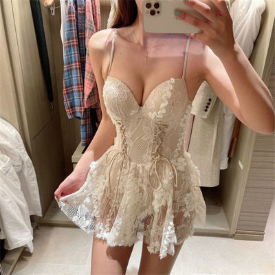 Small fresh INS sexy lace skirt backless swimsuit