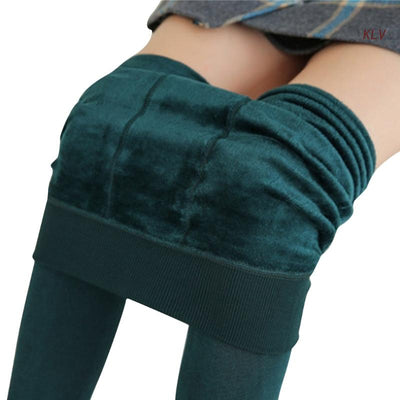 Womens Winter Warm Fleece Lined Leggings Elastic High Waisted Thick Velvet Tights Over The Heel Skinny Thermal Pants