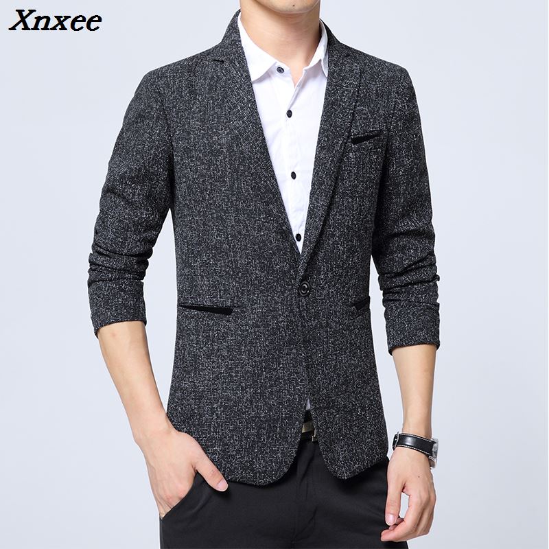 2021 New Spring Autumn thin Casual Men Blazer Cotton Slim England Suit Blaser Masculino Male Jacket Blazer Men Size S-5XL Xnxee