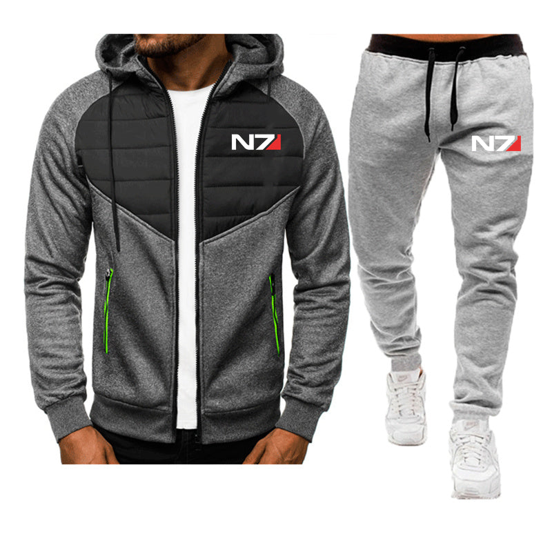 New Mass Effect N7 Logo Print Custom Made Brand Man Zipper Jacket Hoodie+Pants Drawstring Sportswear Men Suit Leisure Simplicity