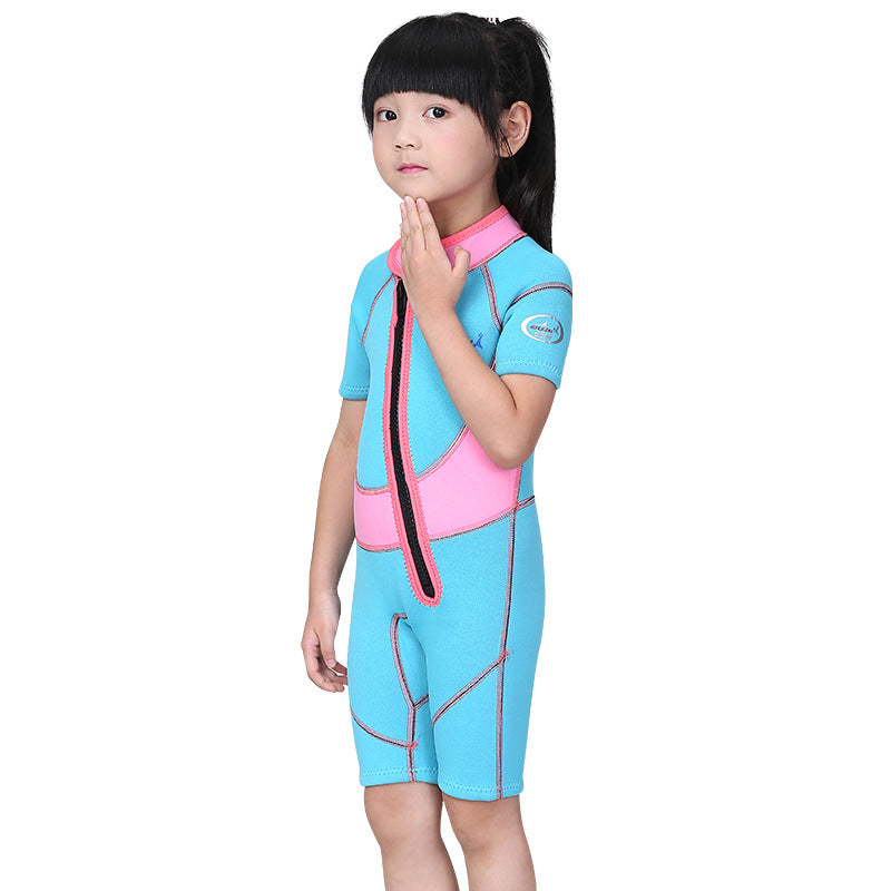 DIVE&amp;SAIL 2.5mm Kids Boy Girl Diving Short Sleeve Swimwear Surf Shorty Floatsuit WetSuit free shipping
