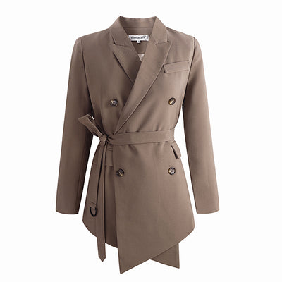 Early Autumn 2022 New Women's Versatile Double Breasted Lace Up Slim Long Sleeve Suit Coat for Women Runway Designer Blazer