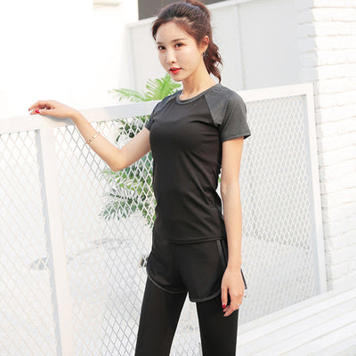 Reallion Black Grey Patchwork Tracksuit For Women 2 Piece Yoga Set For Running Fitness Sports Workout Clothing Yoga Suit Hot New