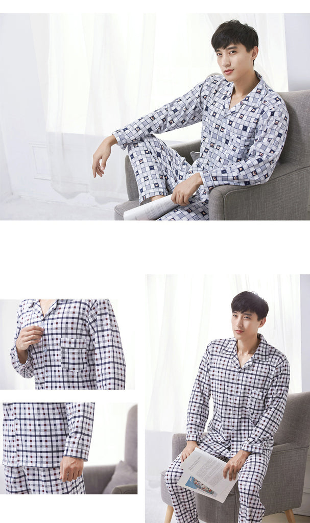 Men&#39;s Homewear Pajamas Sets Winter Long Sleeve Trousers Sexy Pajamas for Men Pajama Outwear Set