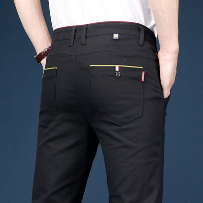 2022 Male Trousers Spring New Cotton Solid Color Straight Loose Full Length Business Casual Work Pants Pantalon Homme Y939