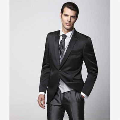 New Classic Men&#39;s Suit Smolking Noivo Terno Slim Fit Easculino Evening Suits For Men Black Charcoal Tuxedos Groomsmen Wedding