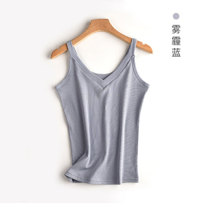 Bottoming Shirt Cotto U V Collar Two Wear Spring Summer Women Inner Camisole Vest Solid Color Sleeveless Korean Outside Sexy Top